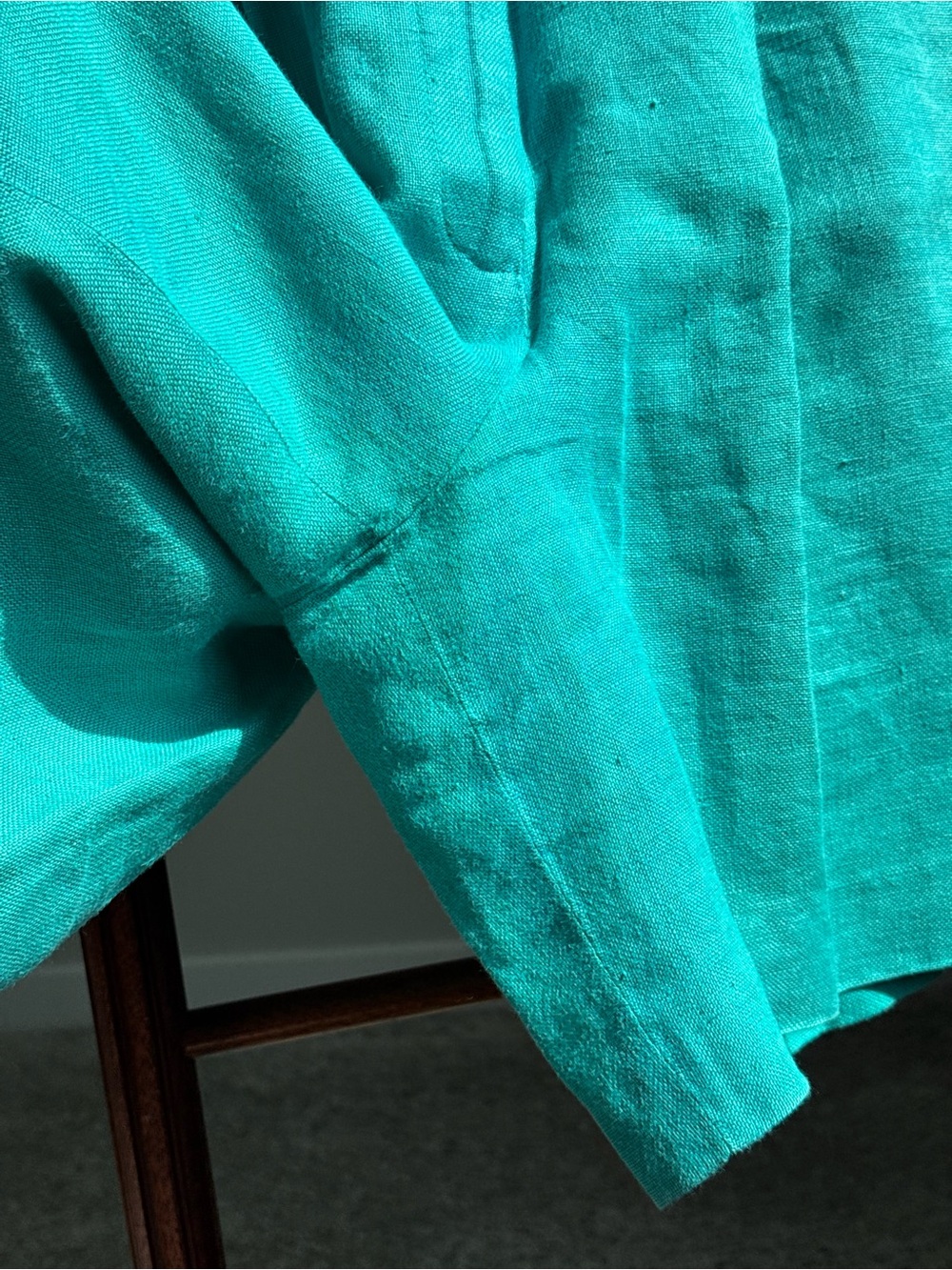 Vintage Jennifer Moore Linen Shorts Teal Green High Waist L Pleated 90s Resort - Picture 4 of 11
